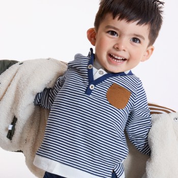 تيشيرت تونسي مخطط باللون الأزرق للأولاد الصغار